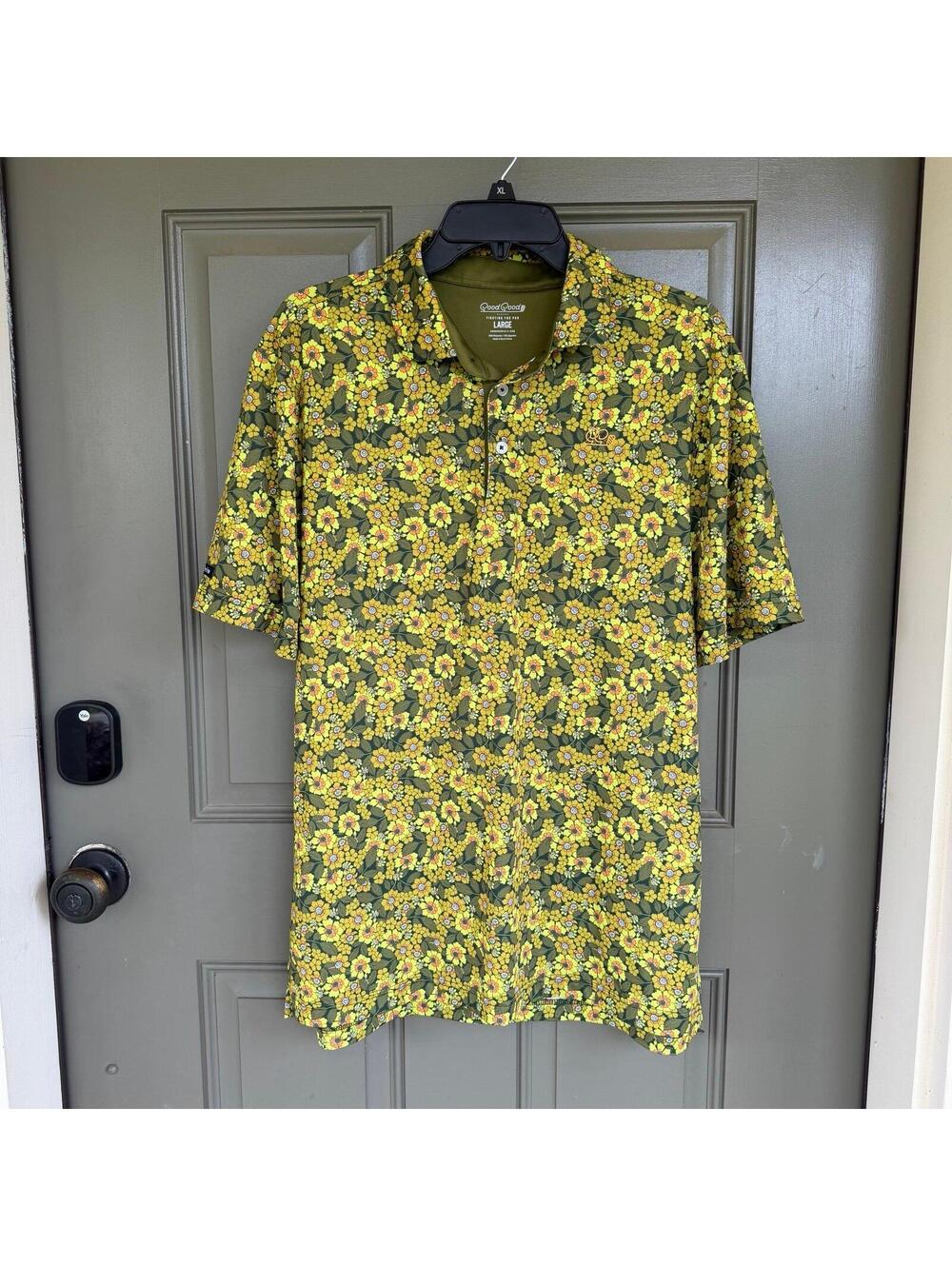Good Good Golf Men's Retro Floral Performance Polo - Size Large